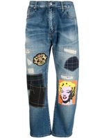 Junya Watanabe MAN jean court à détails de patchs - Bleu