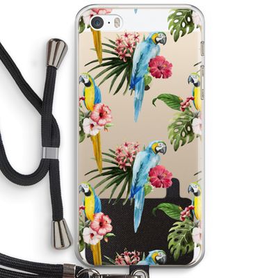 Kleurrijke papegaaien: iPhone 5 / 5S / SE Transparant Hoesje met koord