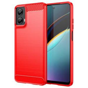 Motorola Moto G (2024) Geborsteld TPU Hoesje - Koolstofvezel - Rood