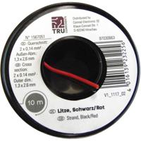 TRU COMPONENTS 1565203 Draad 2 x 0.14 mm² Zwart, Rood 50 m