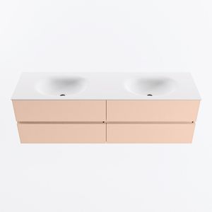 MONDIAZ VICA 160cm badmeubel onderkast Rosee 4 lades. Wastafel MOON dubbel 2 kraangaten, kleur Talc.
