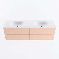MONDIAZ VICA 160cm badmeubel onderkast Rosee 4 lades. Wastafel MOON dubbel 2 kraangaten, kleur Talc.