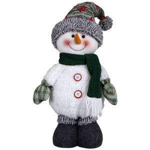 Pluche decoratie sneeuwpop - 40 cm - pop - met sterretjes muts - Kerstman pop