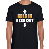 Beer in beer out fun shirt zwart voor heren drank thema 2XL  -
