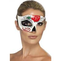 Oogmasker Day of the dead - half masker - plastic - volwassenen - Halloween - thumbnail