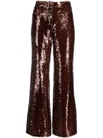 Sabina Musayev pantalon évasé à ornements en sequins - Marron