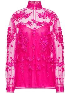 Valentino Garavani blouse brodée à col montant - Rose