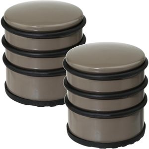 2x Stuks ronde deurstopper taupe 7 x 7,5 cm van metaal