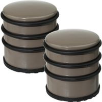 2x Stuks ronde deurstopper taupe 7 x 7,5 cm van metaal - thumbnail