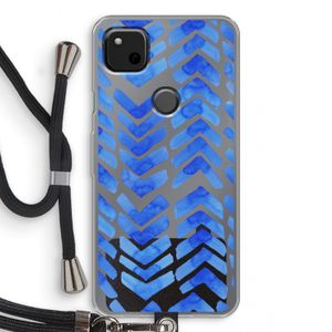 Blauwe pijlen: Pixel 4a Transparant Hoesje met koord
