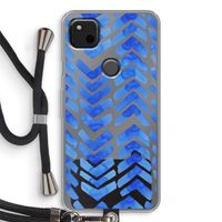 Blauwe pijlen: Pixel 4a Transparant Hoesje met koord