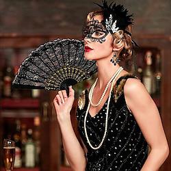 Jaren 1920 Gatsby Outfits Jaren '20 flapper hoofdband The Great Gatsby Dames Zonder Kraag Halloween Feest Maskerade Festival 1 Ventilator Lightinthebox