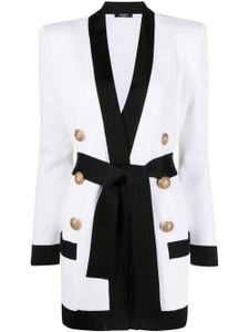 Balmain cardigan ceinturé à boutonnière croisée - Blanc