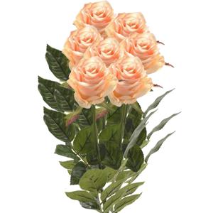 Kunstbloemen boeket roos Simone - 8x - zalm kleurig - 73 cm - decoratie bloemen