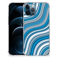 iPhone 12 | 12 Pro Doorzichtige Silicone Hoesje Waves Blue - thumbnail