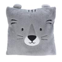 Dieren sierkussen - kinderkamer - grijs - 43 cm - polyester - met oren