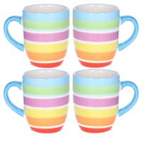 Koffiemokken Curacao - 4x stuks - Keramiek - multi kleuren - 300 ml - 8 x 11 cm - blauw