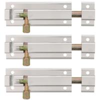 AMIG schuifslot/plaatgrendel - 3x - aluminium - 6 cm - zilver - deur - schutting - raam slot - thumbnail