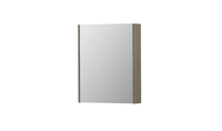 INK SPK2 spiegelkast met 1 dubbelzijdige spiegeldeur, 2 verstelbare glazen planchetten, stopcontact en schakelaar 60 x 14 x 73 cm, greige eiken