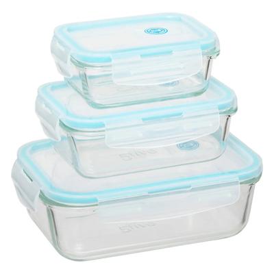 5Five Vershoudbakjes met deksel - glas - set 3x stuks - 1180/540/330 ml