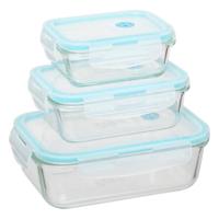5Five Vershoudbakjes met deksel - glas - set 3x stuks - 1180/540/330 ml