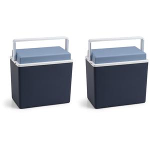 Koelbox - 2x - blauw - klein formaat - 10 liter - 30,5 cm - koelboxen