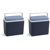 Koelbox - 2x - blauw - klein formaat - 10 liter - 30,5 cm - koelboxen