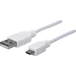 Manhattan USB-kabel USB 2.0 USB-A stekker, USB-micro-B stekker 1.80 m Wit UL gecertificeerd 324069