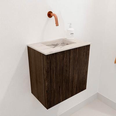 Toiletmeubel Mondiaz Joya Dlux | 40 cm | Meubelkleur Walnut | Faye wastafel Nata Wasbak Midden | Zonder kraangat(en)