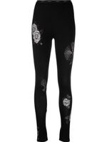 Yohji Yamamoto legging fleuri à taille haute - Noir - thumbnail