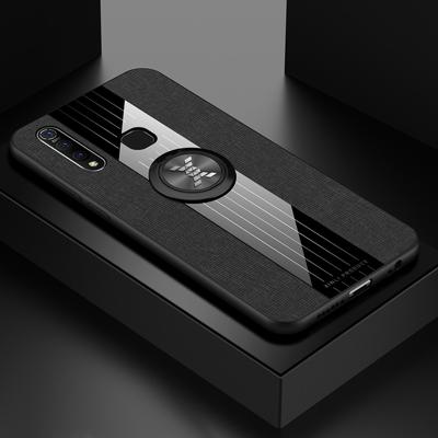 Voor vivo Z5X XINLI stiksels doek textuur schokbestendig TPU beschermhoes met ring houder (zwart)