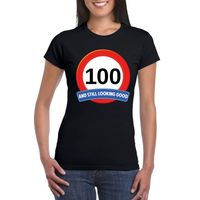 100 jaar verkeersbord t-shirt zwart dames 2XL  -