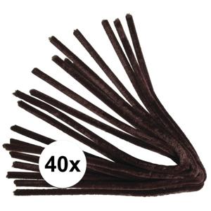 Rayher hobby 40x stuks chenilledraden - bruin - 50 cm - pijpenragers - Hobby knutselen materialen