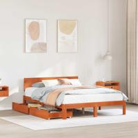 Bedframe met hoofdeinde 3 pcs Wasbruin Massief Vurenhout