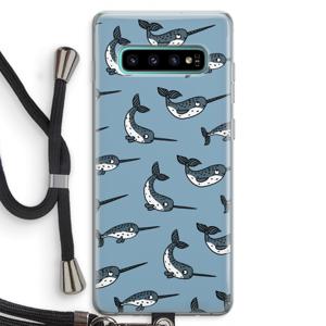 Narwhal: Samsung Galaxy S10 Plus Transparant Hoesje met koord