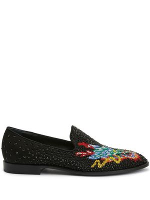 Giuseppe Zanotti mocassins à ornements strassés - Noir