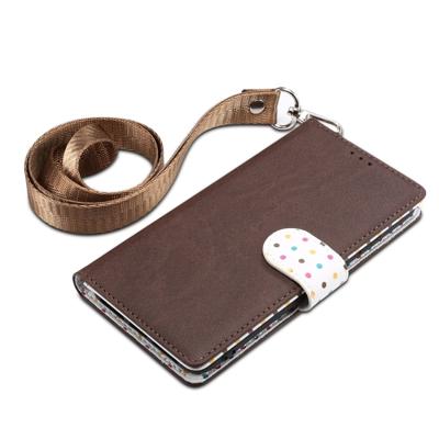 Wave Point horizontale Flip lederen draagtas met kaartsleuven & houder & portemonnee & Lanyard voor Galaxy Note 10 (bruin)