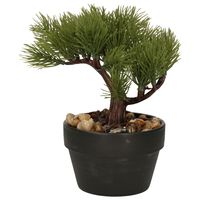 Kunstplant bonsai boompje in pot - Japans decoratie - 19 cm - Type Needle   -