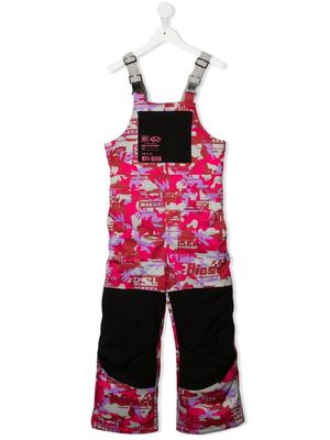 Diesel Kids combinaison de ski à logo imprimé - Rouge