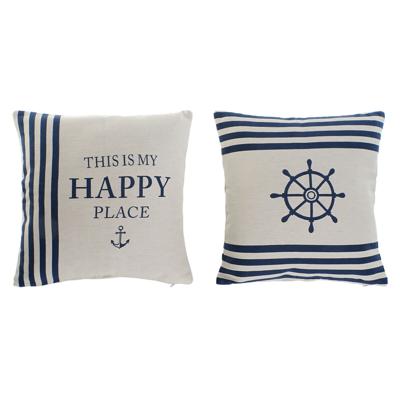 Kussen Home ESPRIT Wit Marineblauw 45 x 10 x 45 cm (2 Stuks)