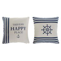 Kussen Home ESPRIT Wit Marineblauw 45 x 10 x 45 cm (2 Stuks)