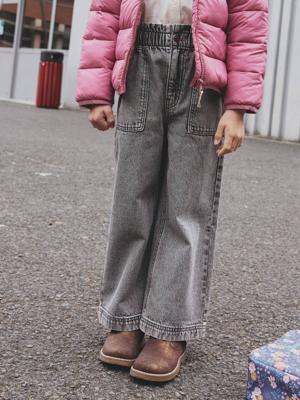 Wijdere timmermansjeans meisjes denimgrijs