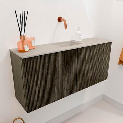 Toiletmeubel Mondiaz Joya Dlux | 90 cm | Meubelkleur Shadow | Faye wastafel Opalo Wasbak Midden | Zonder kraangat(en)