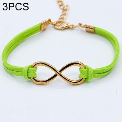 3 STKS vrouwen mode symbool Word 8 bindgaren armbanden (groen)