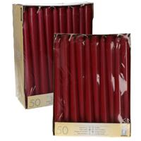 Dinerkaarsen/kandelaarkaarsen Mega pack - 100x stuks - donker rood - Gotisch - 25 cm