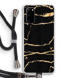 Gouden marmer: Samsung Galaxy S20 Transparant Hoesje met koord