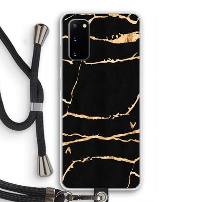 Gouden marmer: Samsung Galaxy S20 Transparant Hoesje met koord