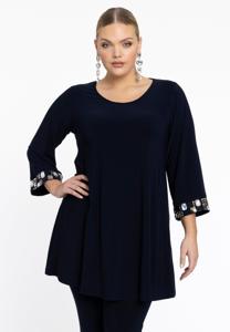 Yoek Tuniek wide bottom met steentjes | Blauw | Maat 54/56