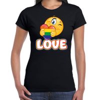 Bellatio Decorations Gay Pride shirt - love - regenboog - dames - zwart  2XL  -
