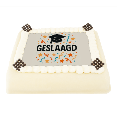 Geslaagd Marsepeintaart